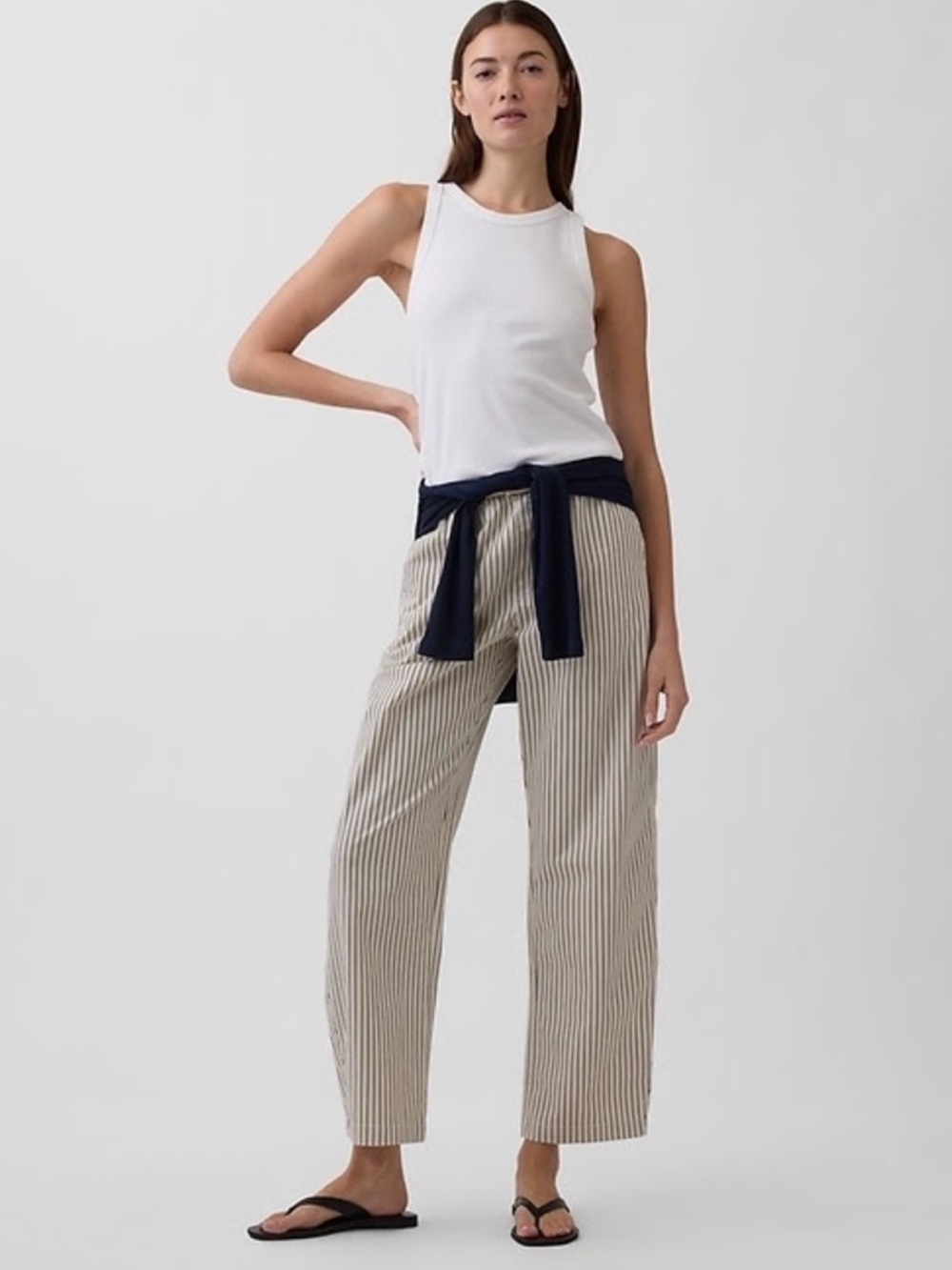 GAP Women’s Striped Wide Leg Pants Size Large Petite